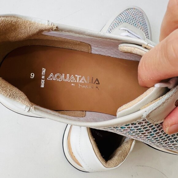 Aquatalia mesh and leather Nahla sneakers, White, Size 9 - Picture 6 of 7